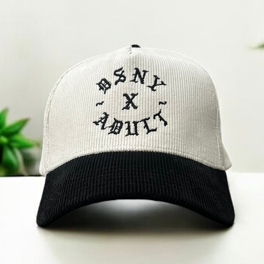 DSNY ADULT Cream Black Corduroy Snapback