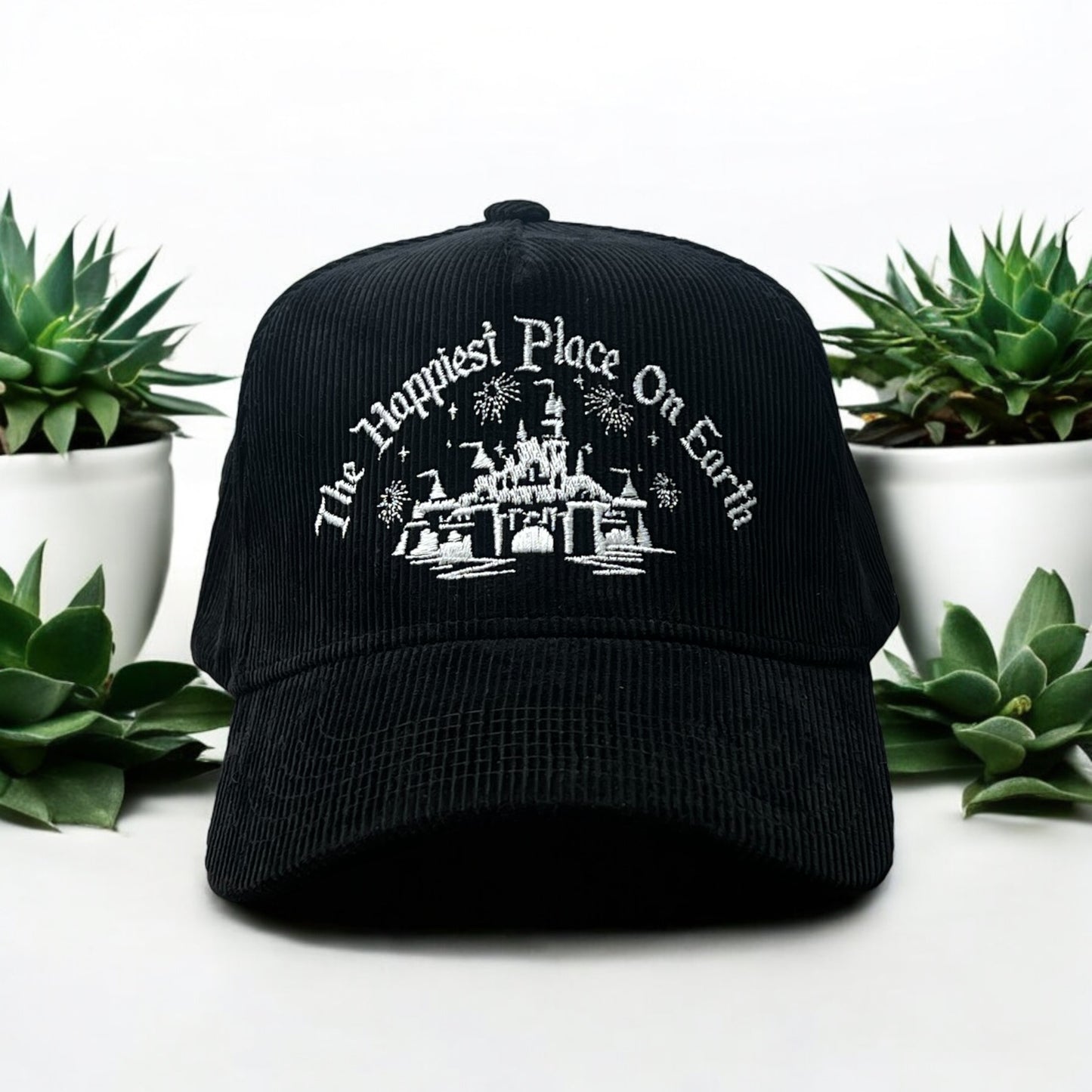 Happiest Place Black Corduroy Snapback